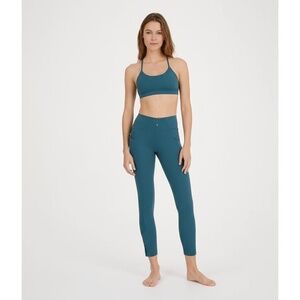 ATHLETA Lightning 7/8 Tights Womens XS Teal Zipper Pocket Athletic Athleisure